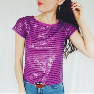 J. Crew Purple Sequin Top Size Small